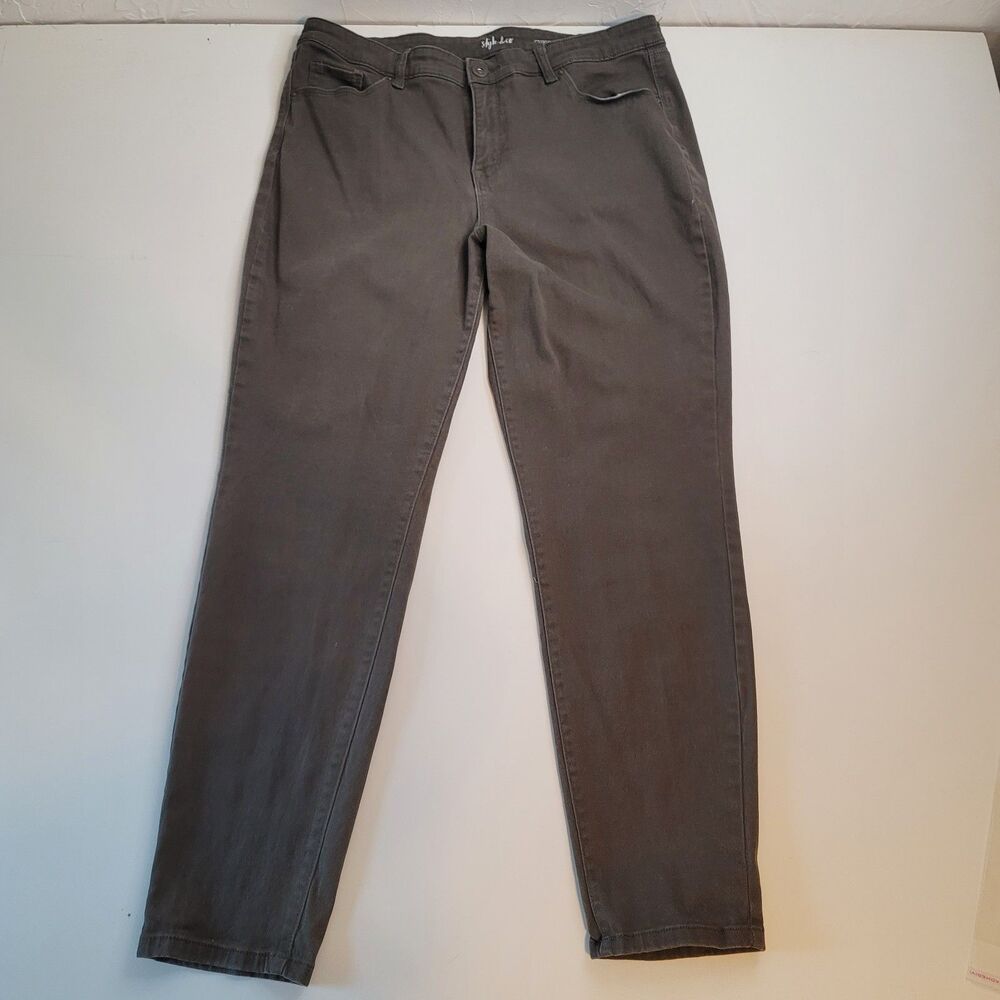 Style & Co Curvy Skinny Brown Jeans Womens 16 Stretch High Rise Slim Leg